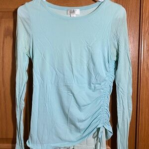 LOFT Aqua Ruched Long Sleeve Top